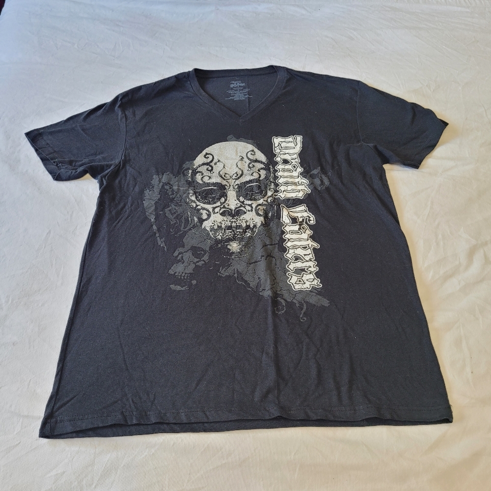 Harry Potter Black Death Eaters Vneck Tshirt size Large Universal Studios
